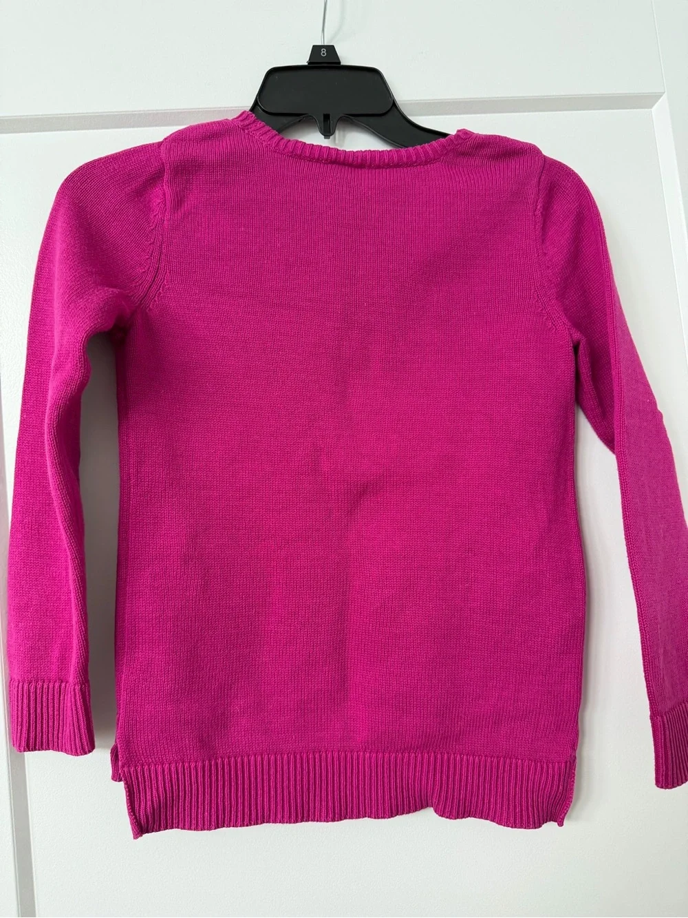 Gymboree Girl’s Cotton Sweater Size 7-8 Bright Fuchsia Eiffel Tower